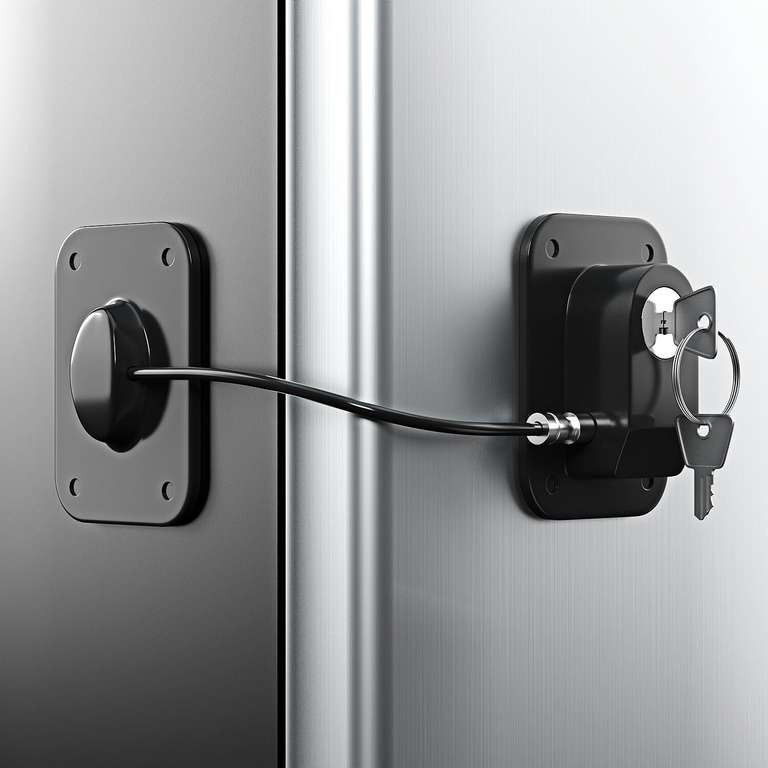 Child Safety Refrigerator & Cabinet Lock with Key | Baby & Toddler Proof Door Restrictor | Multi-Purpose Lock for Fridge, Cupboards, Drawers & Wardrobe (Black, Pack of 1)