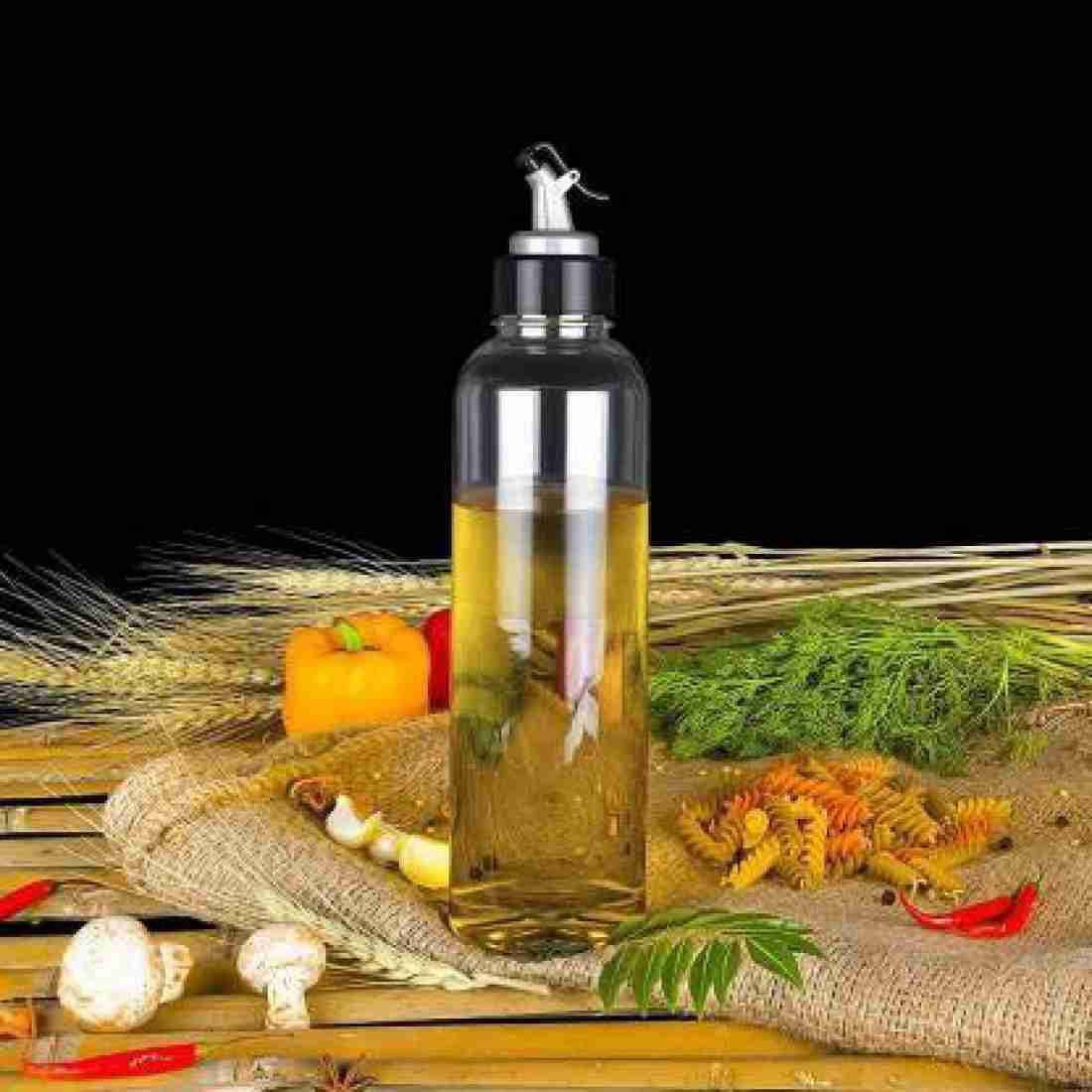 Transparent Plastic Oil Dispenser Bottle | Airtight & Spill-Proof Kitchen Container with Lid | 1 Litre (Pack of 1)