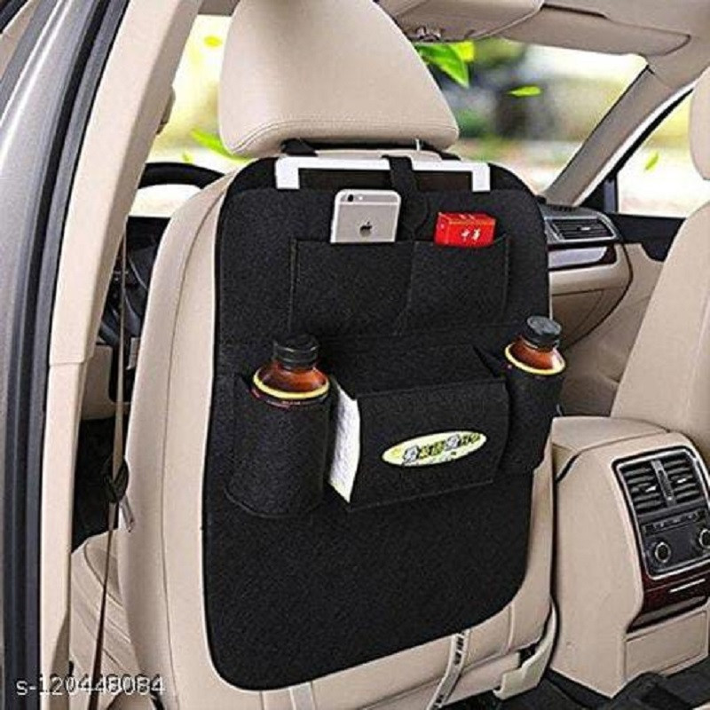 Car Back Seat Organizer with Multi-Pockets | Waterproof PU Leather Backseat Storage Bag for Cars, SUVs & Vans – Black