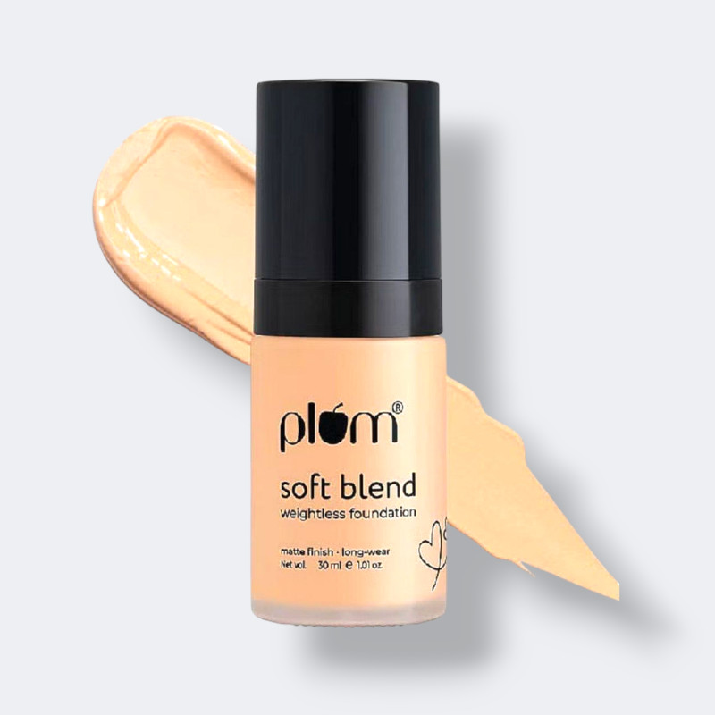 Plum Soft Blend Weightless Foundation | With Hyaluronic Acid | Matte Finish | Super Hydrating | 100% Vegan & Cruelty-Free | Halo Sand - 105P
